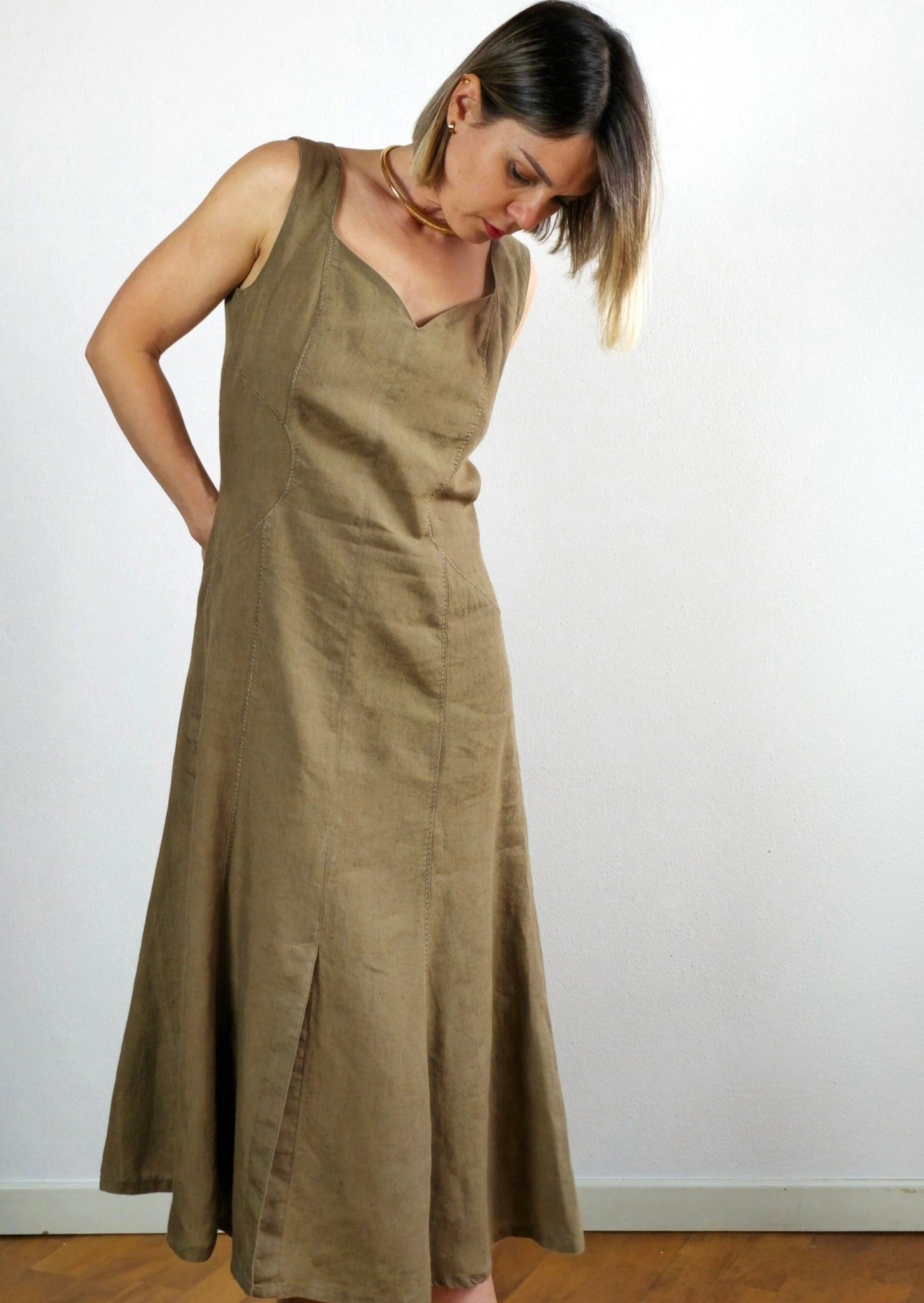 Les Copains  linen sand long dress
