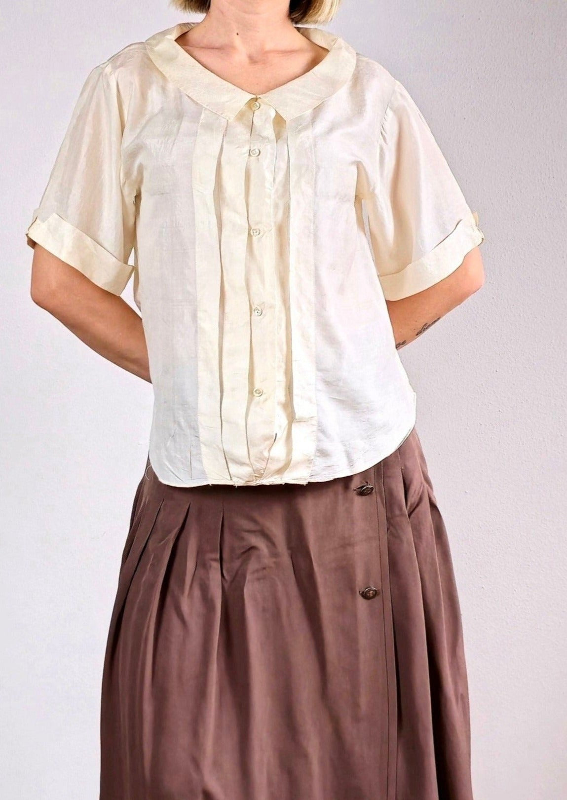 Ivory Silky Shantung  Blouse