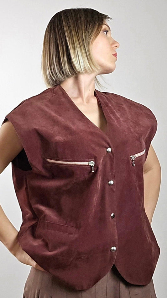 Burgundy chenille like vest