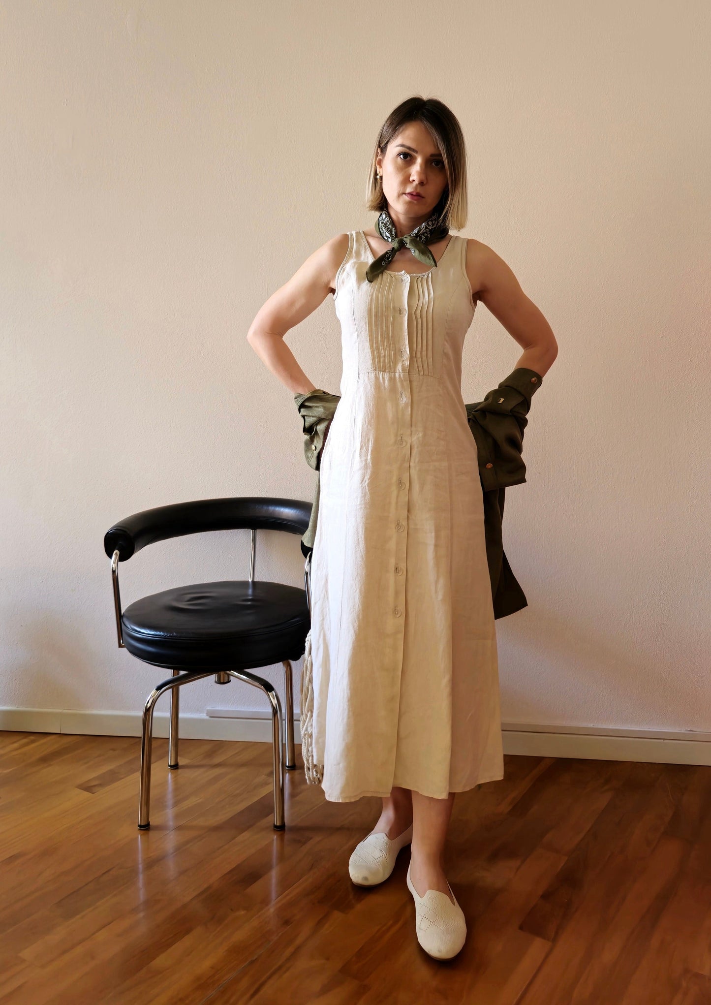 Linen sand long dress