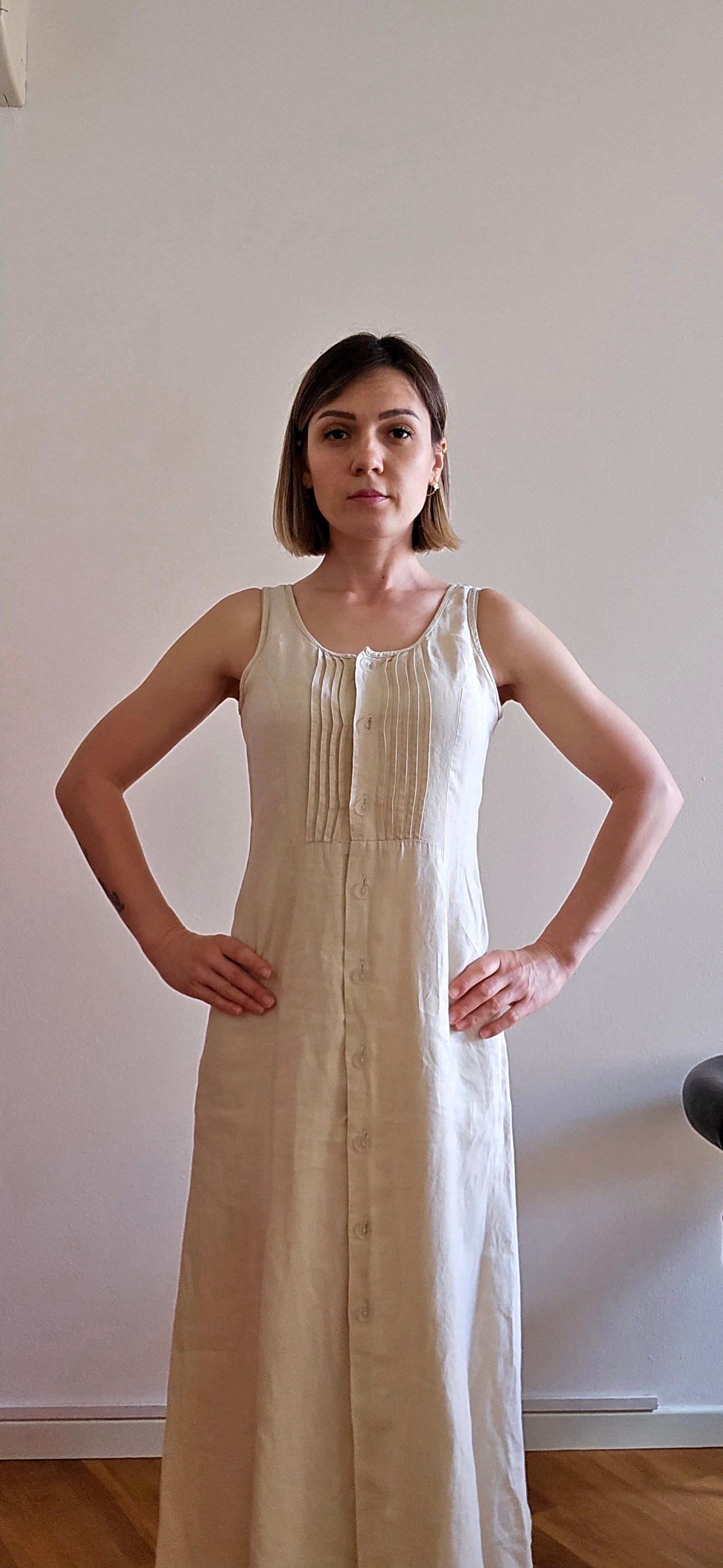 Linen sand long dress