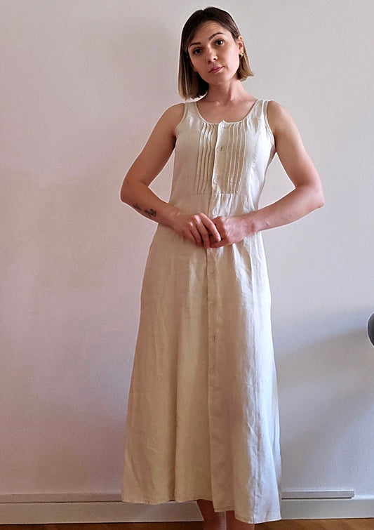 Linen sand long dress