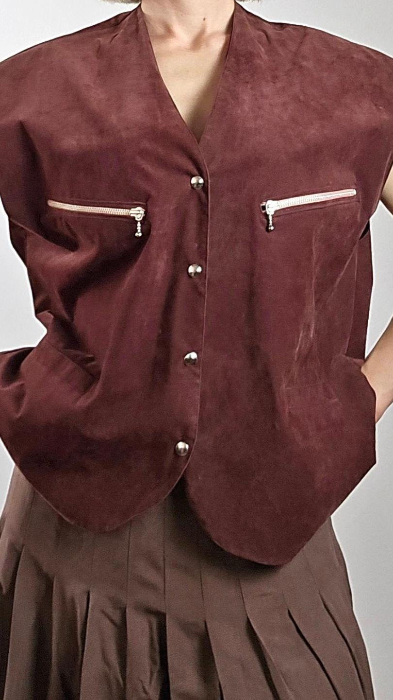 Burgundy chenille like vest