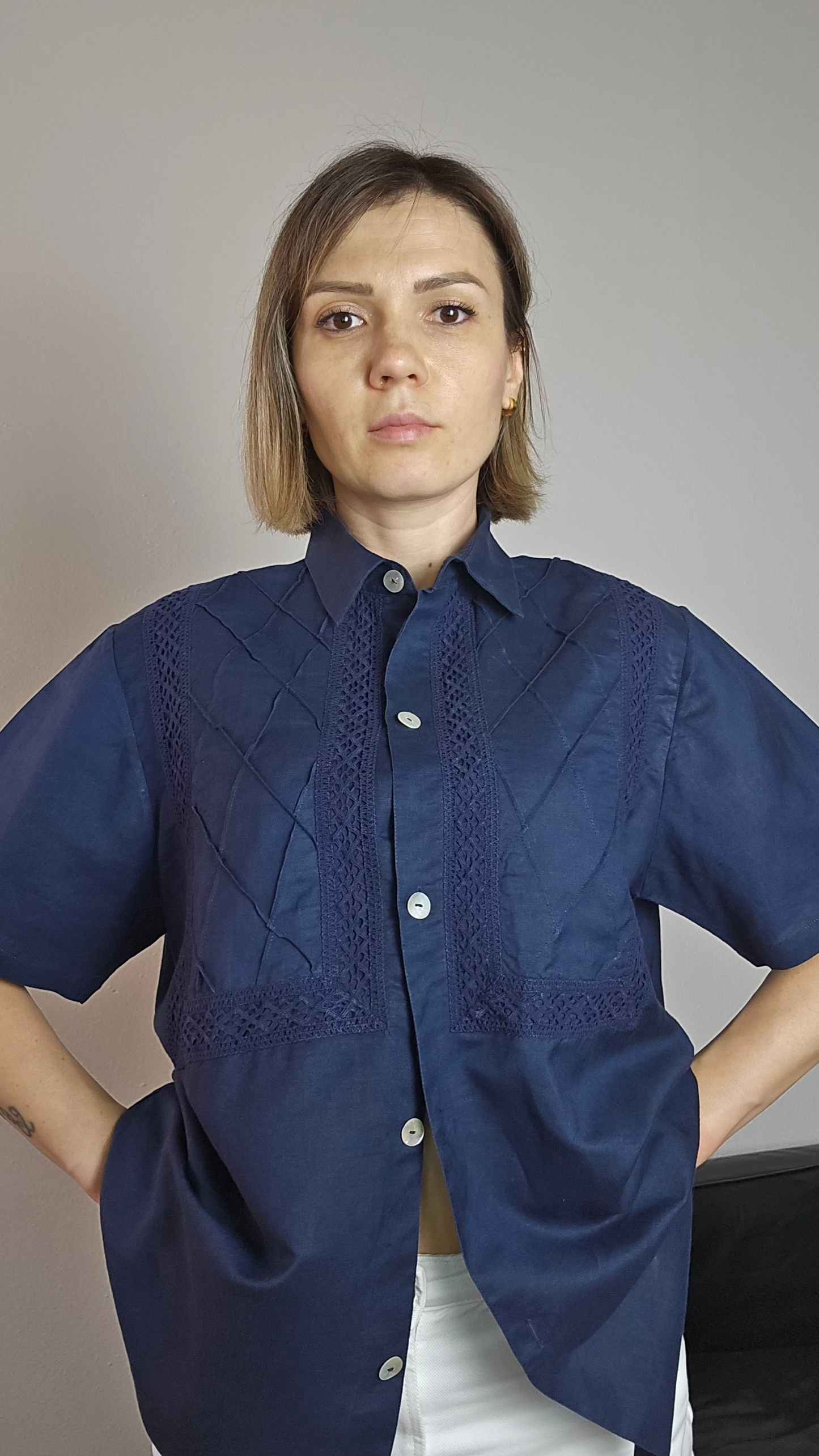 Blu Camicia dimond pattern